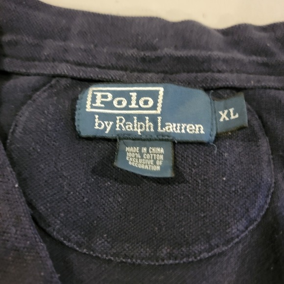 Vintage Polo Ralph Lauren V-Neck Cardigan Mens Size XL Navy 100% Cotton - Picture 5 of 5